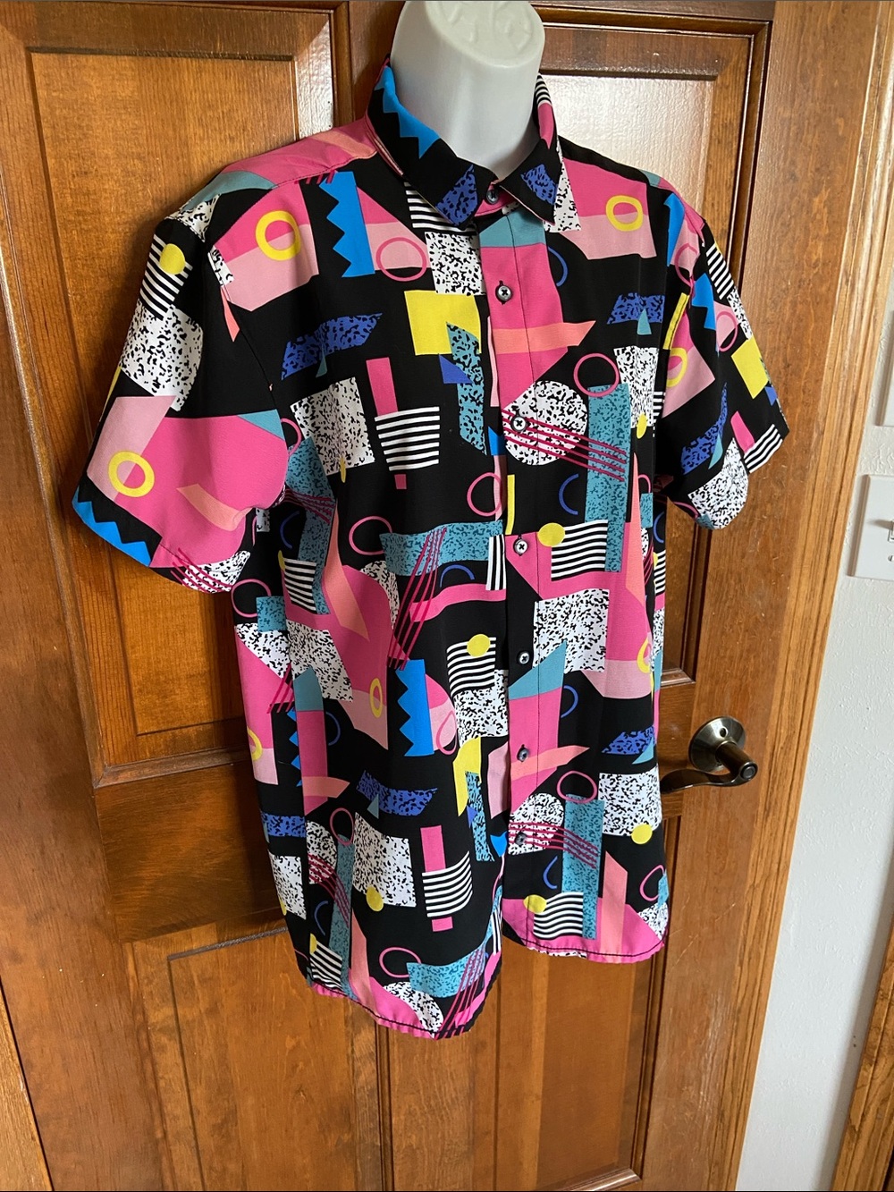 Drill Clothing Company Oh Snap Stretch Retro Geometric Button Down Shirt Small - Picture 2 of 10